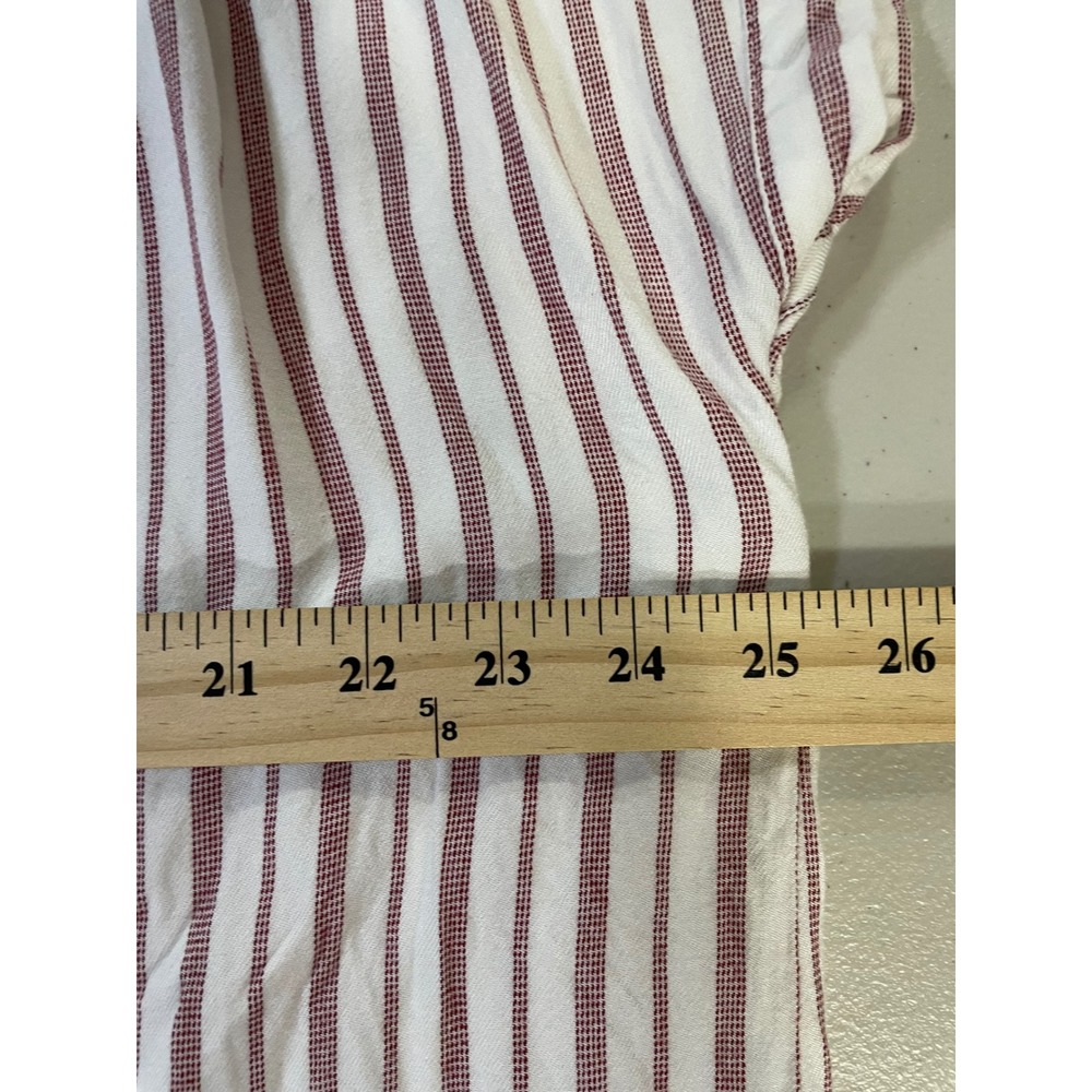 Nine West  Blouse Womens XXL Red White Striped V-Neck Short Sleeve Excellent - Picture 4 of 6
